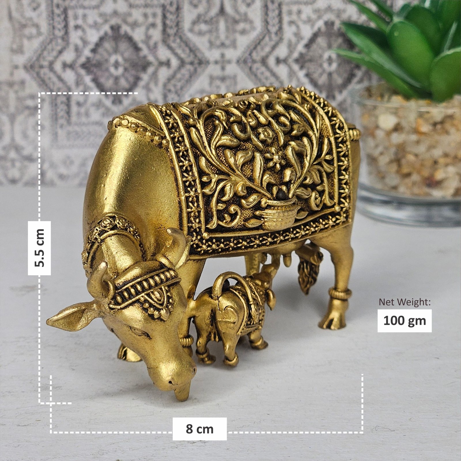 Brass Vastu Trunk Up Brass Gaay Statue Pair - Image 4